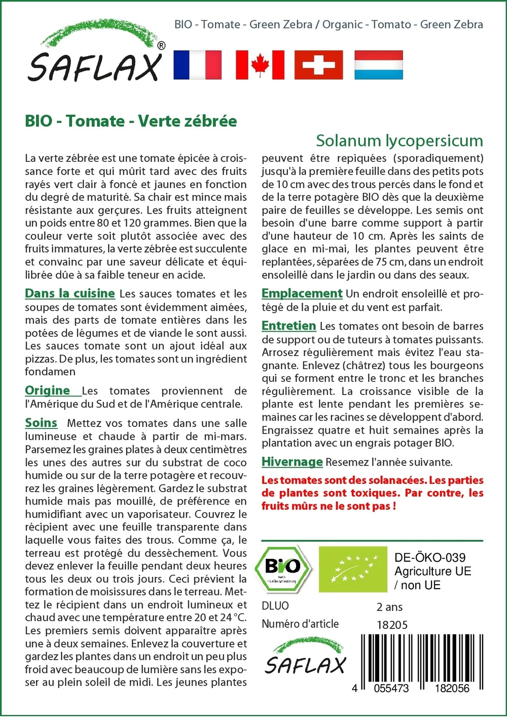 Kit De Culture - Bio - Tomate - Verte Zébrée - 10 Graines - Solanum Lycopersicum – Image 3