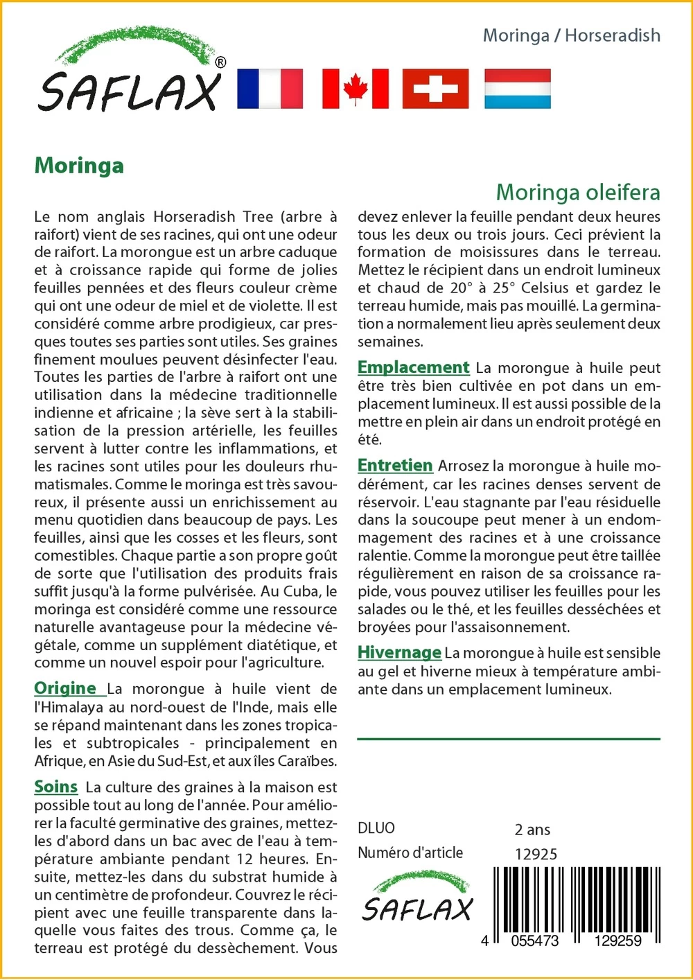 Kit De Culture - Moringa - 10 Graines - Moringa Oleifera – Image 3