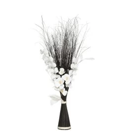 ATMOSPHERA Fagot De Fleurs Et Tiges Séchées Blanc Et Noir D. 36 X H. 100 Cm